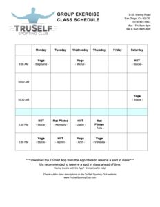 truself sporting club 2025 class schedules copy